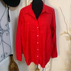 Westbound all cotton red button down shirt top. 2X